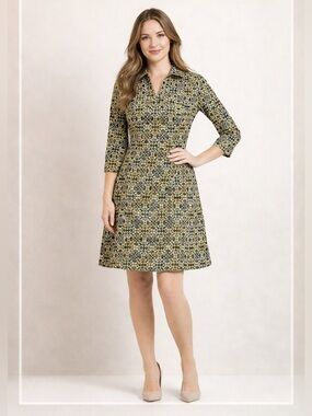 J.McLaughlin | Cadence Dress Stretch Cotton Scroll Print | Sz Small